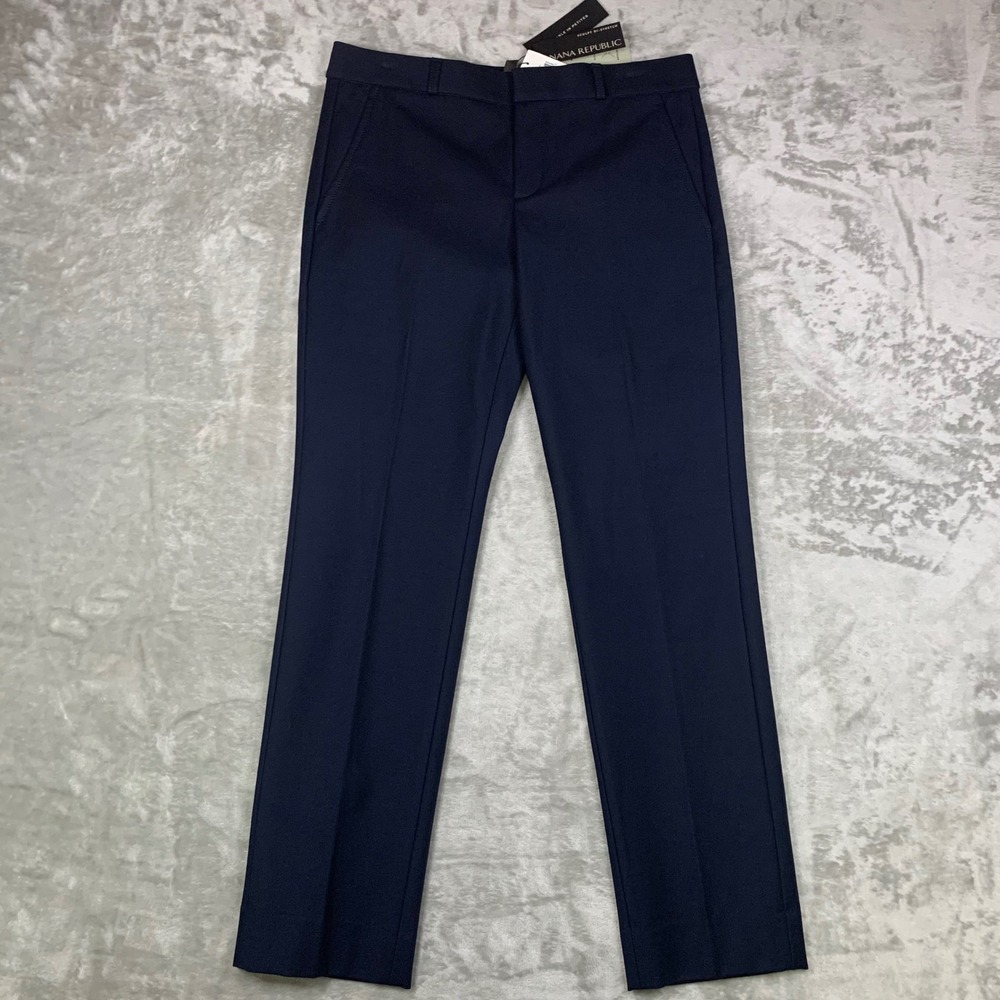 NEW Banana Republic Ryan Navy Blue Sculpt Bi-Stretch Straight Leg Dress Pants 6R